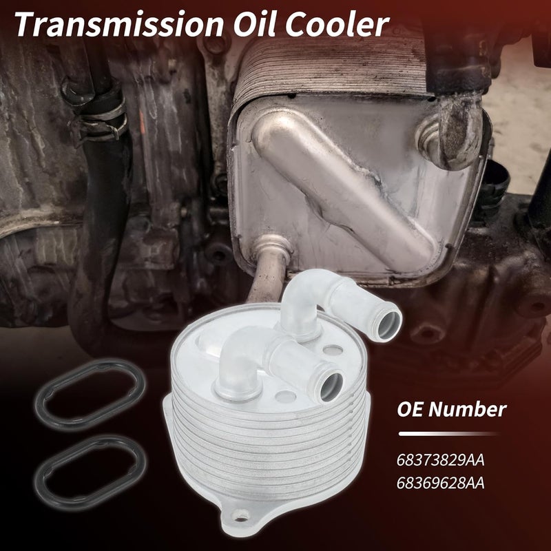 VekAuto No.68373829AA/68369628AA Engine Oil Cooler for Jeep Compass 2018-2022 2.4L L4 Aluminum Automatic Transmission Oil Cooler with Gaskets - Image 3
